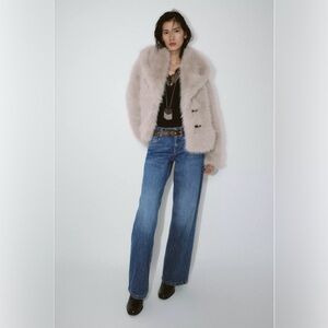 Pearl Gray Short Faux Fur Toggle Coat